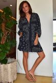 Ole Bubble Cotton Bandana Laurie Blouse Navy